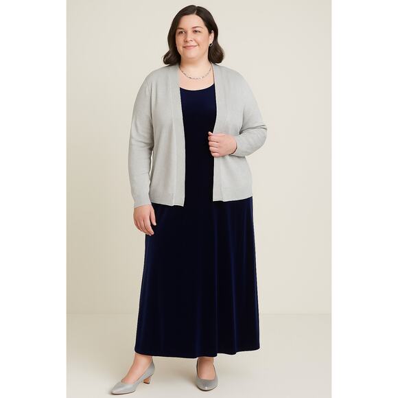 Dress Barn Navy Blue Velvet Maxi Dress Size 22 Sleeveless Evening - Picture 1 of 7